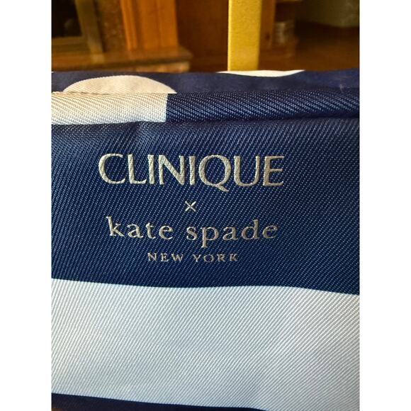 6/$25 NWOT Kate Spade x Clinique Travel Stripes PolkaDots Cosmetic Makeup Bag - Picture 5 of 5